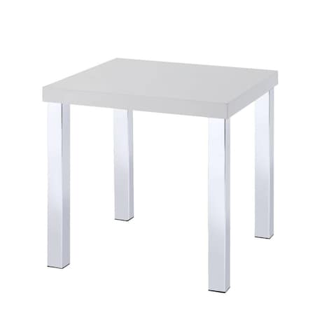 Gfancy Fixtures 22 in. High Gloss Square End Table Chrome & White GF3105880